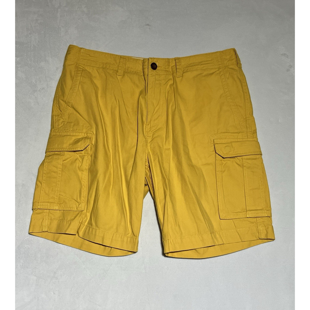 Tommy Hilfiger Cargo Shorts Mens 38 Yellow Pockets Outdoor Utility Combat Cotton